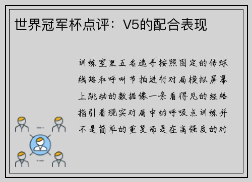 世界冠军杯点评：V5的配合表现