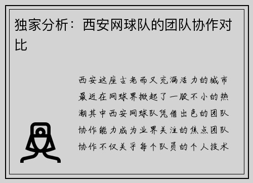 独家分析：西安网球队的团队协作对比